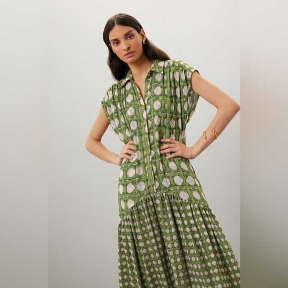 MISA Los Angeles Laura Short-Sleeve Midi Chiffon Shirtdress, Size small NWT - Picture 4 of 5